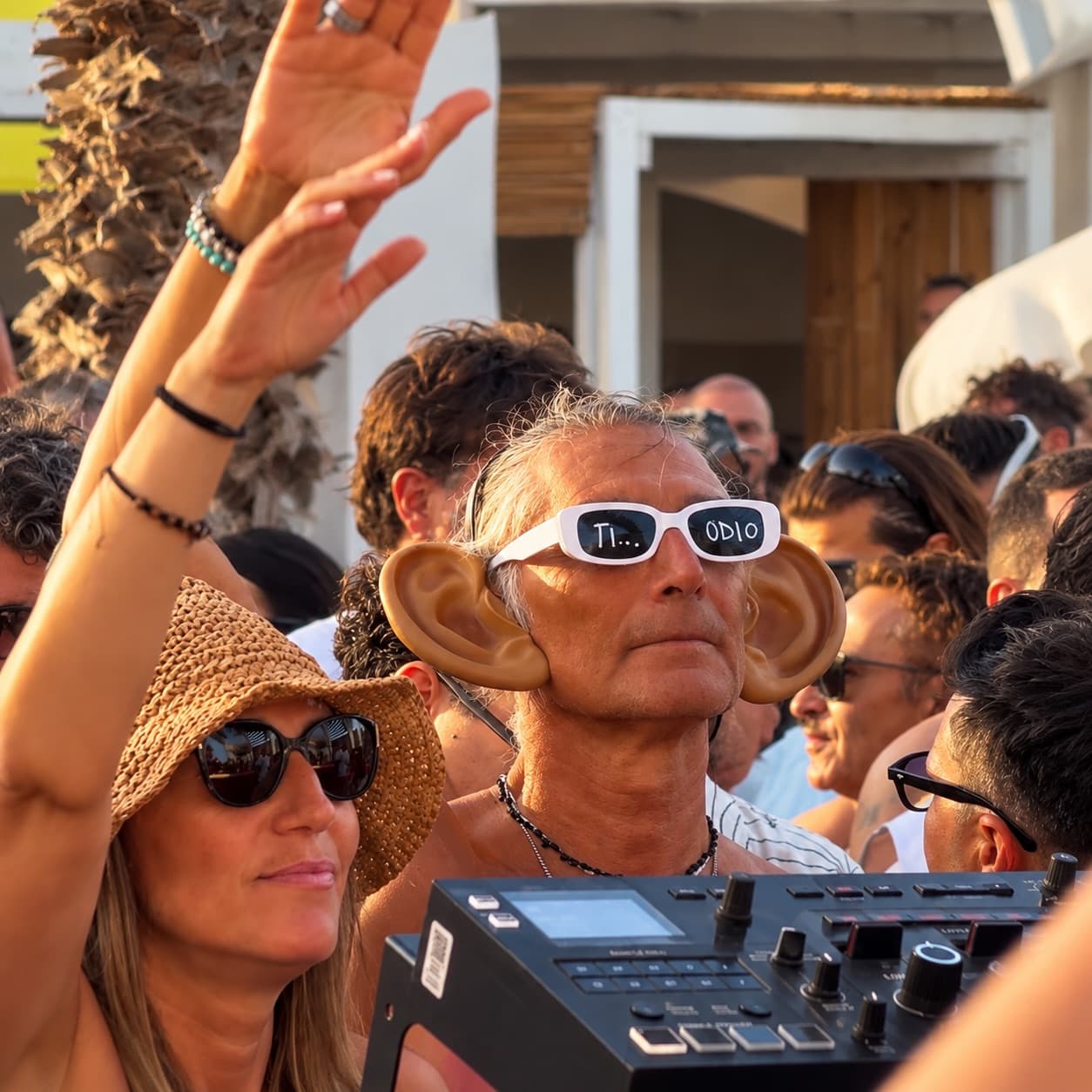 The crowd in front of the booth during the DJ set
